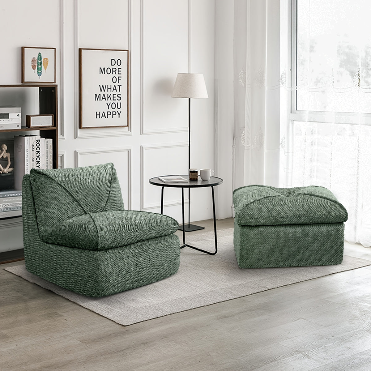 KERDOM 35.4'' Wide Armless Leisure Sofa, Breathable -linen Fabric