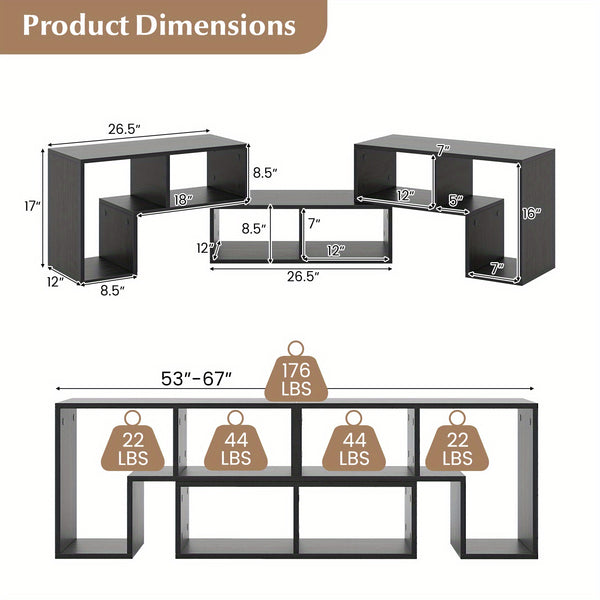 GIANTEX 3pcs Convertible TV Stand for Up to 65\