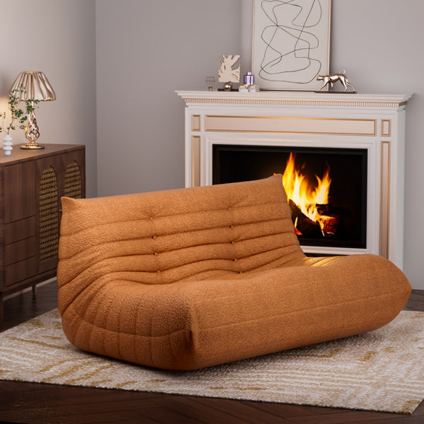 Modern Couple Sofa Teddy Velvet Compressed Sofa, Double Cushion Sofa, Lazy Sofa, Multi-purpose