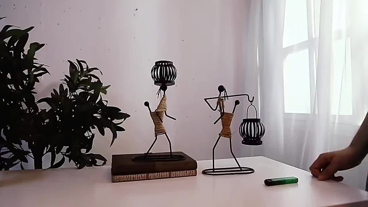 1pc Metal Shaped Candle Holder With A Lady Character Design, Christmas Decoration