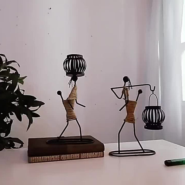 1pc Metal Shaped Candle Holder With A Lady Character Design, Christmas Decoration