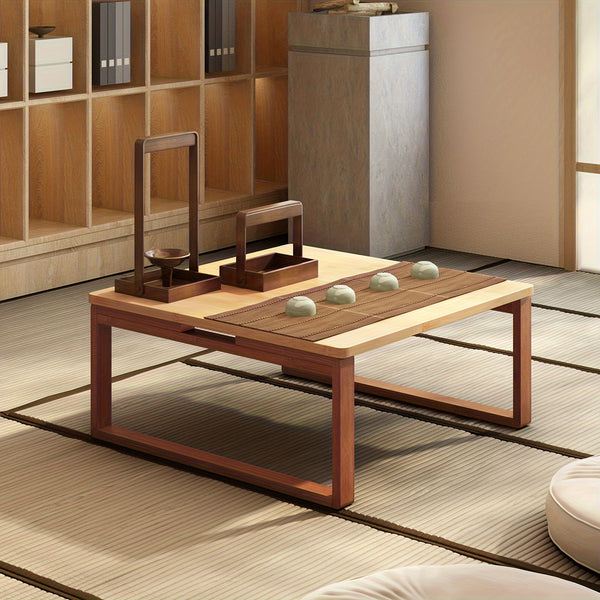SOGES Compact Foldable Coffee Table, Wooden Low Table for Floor Seating, Bamboo Floor Desk