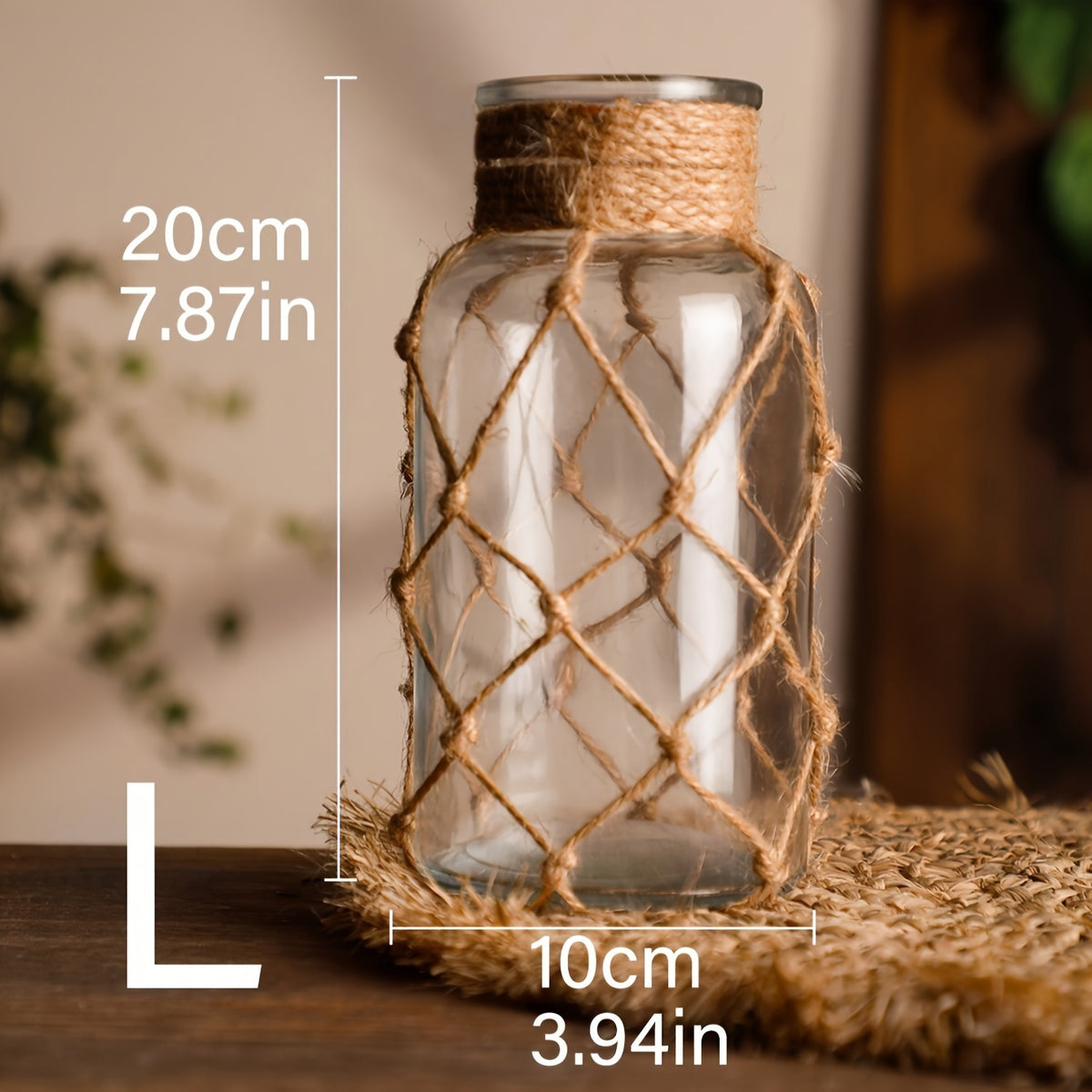 1\u002F2pcs Vintage Bohemian Flower Vase, Hand-woven Transparent Glass Cylinder Vase