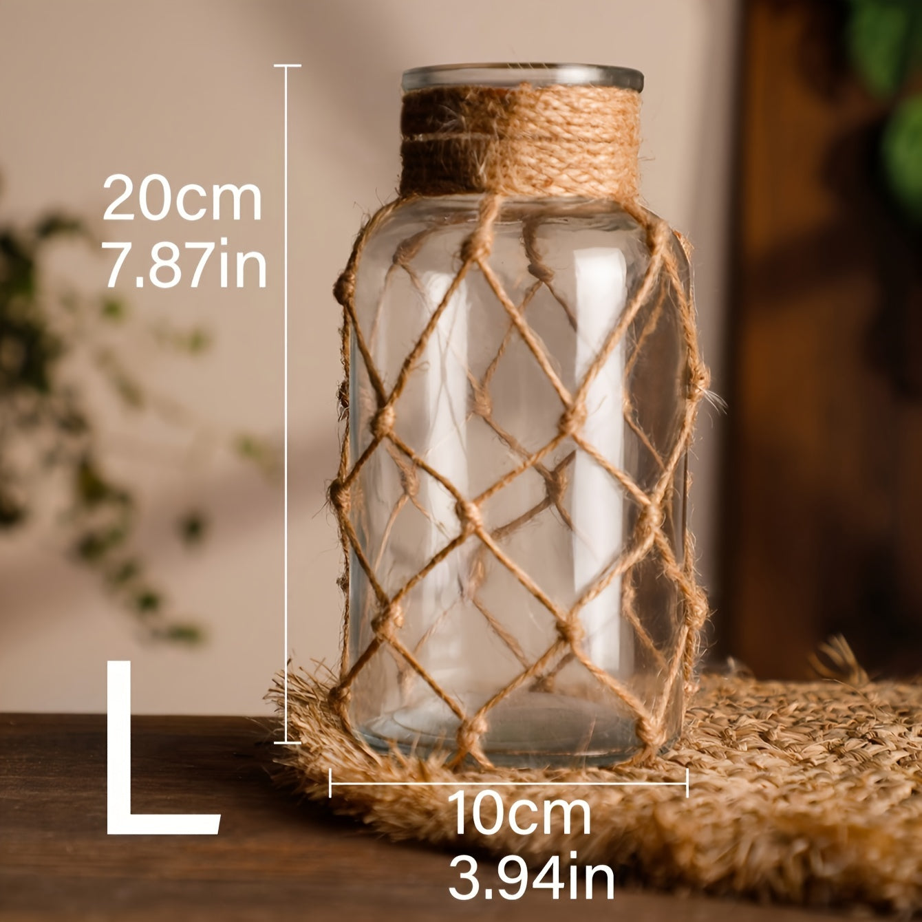 1\u002F2pcs Vintage Bohemian Flower Vase, Hand-woven Transparent Glass Cylinder Vase