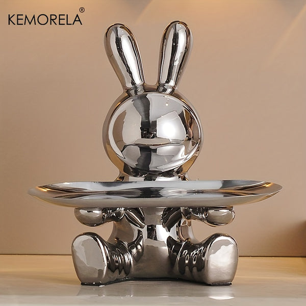 KEMORELA Rabbit Key Storage Ornament, Ceramic Material, Figurine Ornament