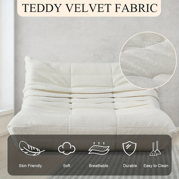 Modern Couple Sofa Teddy Velvet Compressed Sofa, Double Cushion Sofa, Lazy Sofa, Multi-purpose