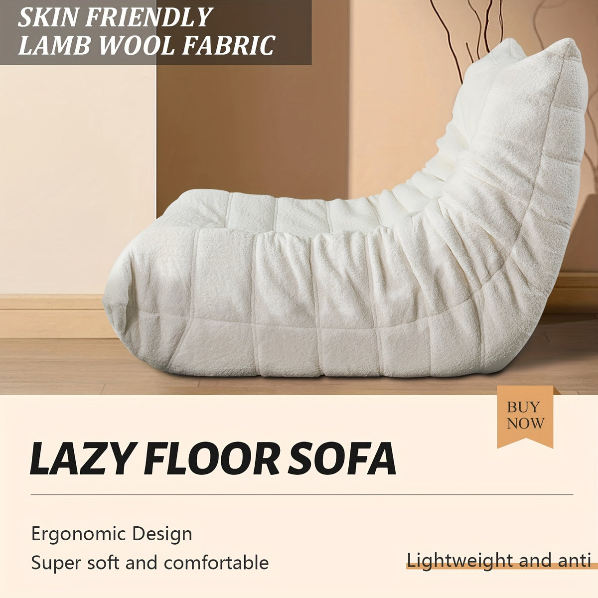 Modern Couple Sofa Teddy Velvet Compressed Sofa, Double Cushion Sofa, Lazy Sofa, Multi-purpose
