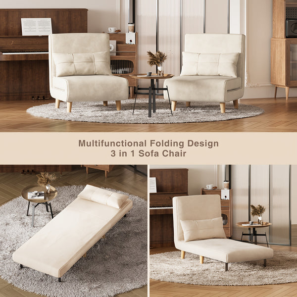 Convertible Sofa Bed Sleeper 3-in-1 Convertible Sofa Bed Sleeper Chair | 6-Level Adjustable Backrest