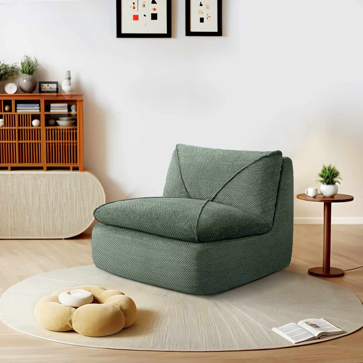 KERDOM 35.4'' Wide Armless Leisure Sofa, Breathable -linen Fabric