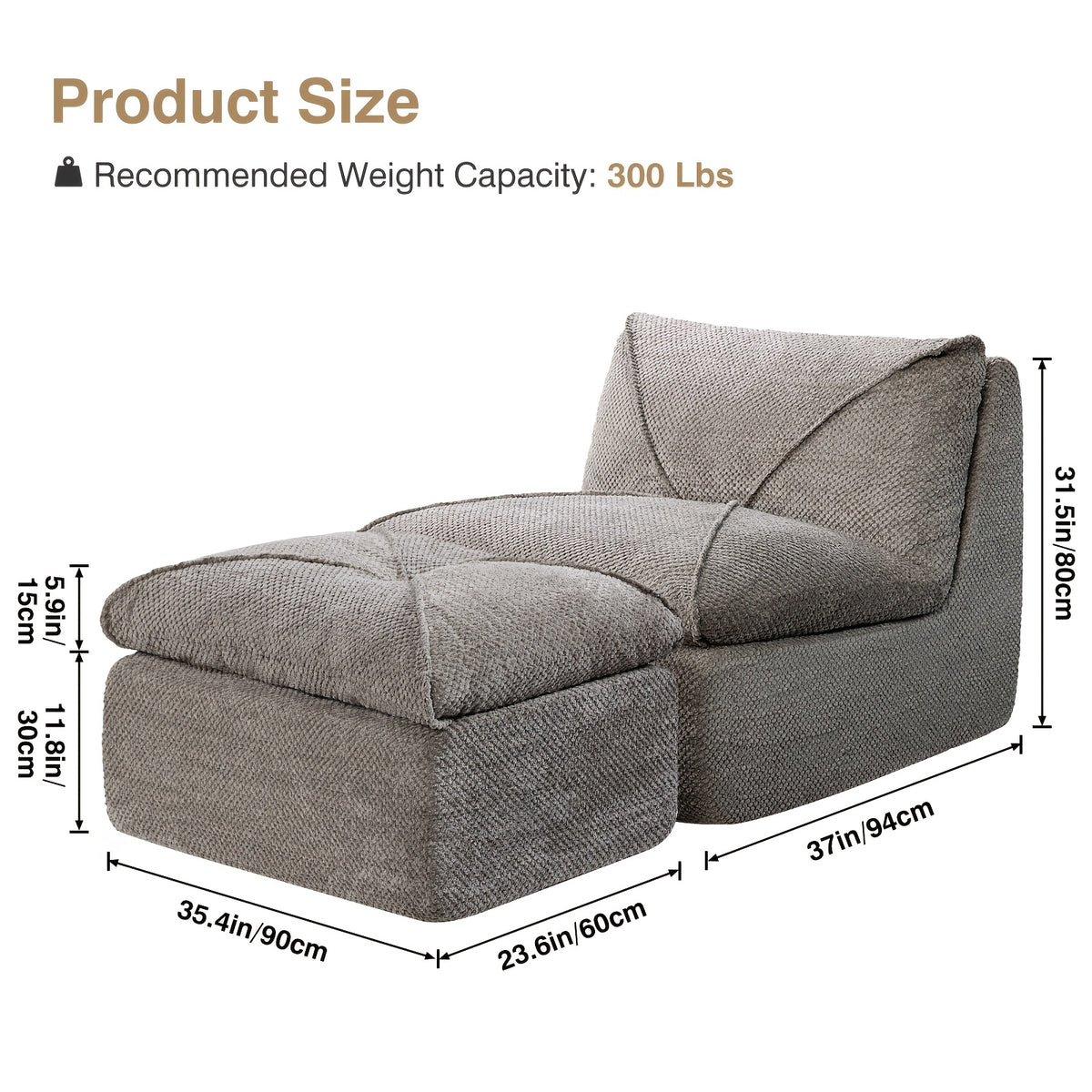 KERDOM 35.4'' Wide Armless Leisure Sofa, Breathable -linen Fabric