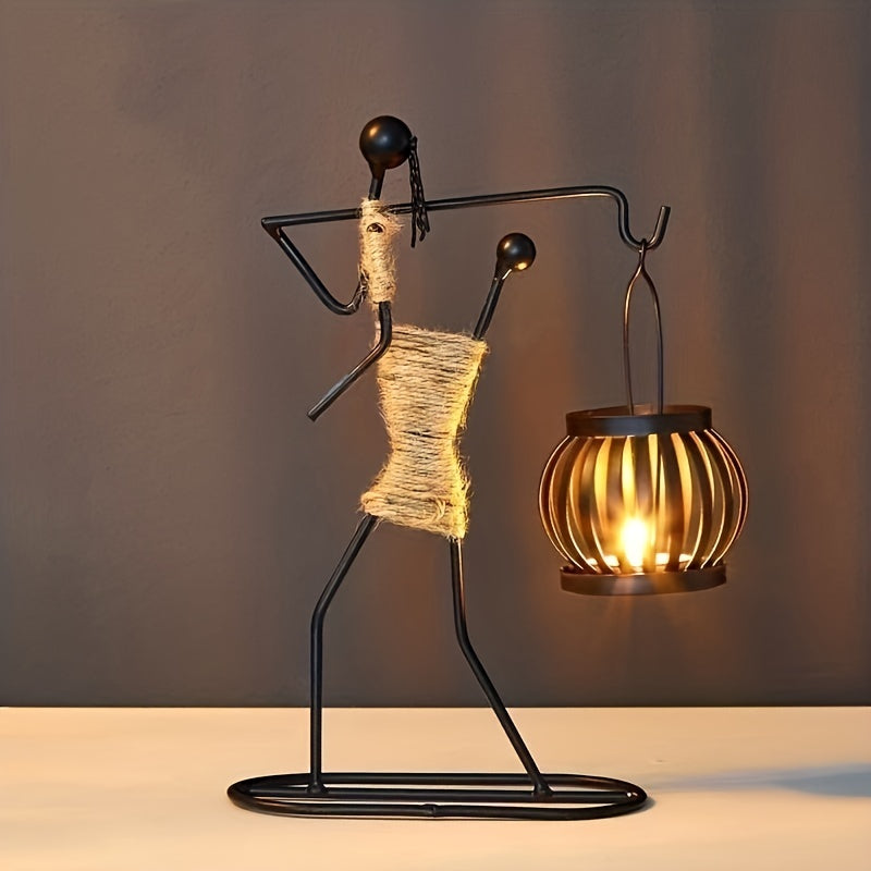 1pc Metal Shaped Candle Holder With A Lady Character Design, Christmas Decoration