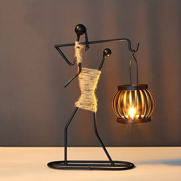 1pc Metal Shaped Candle Holder With A Lady Character Design, Christmas Decoration