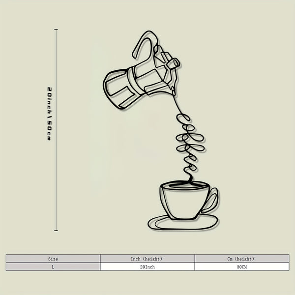 1pc Modern Metal Coffee Wall Art, Modern Metal Coffee Abstract Statue Mural, Perfect for Home & Kitchen