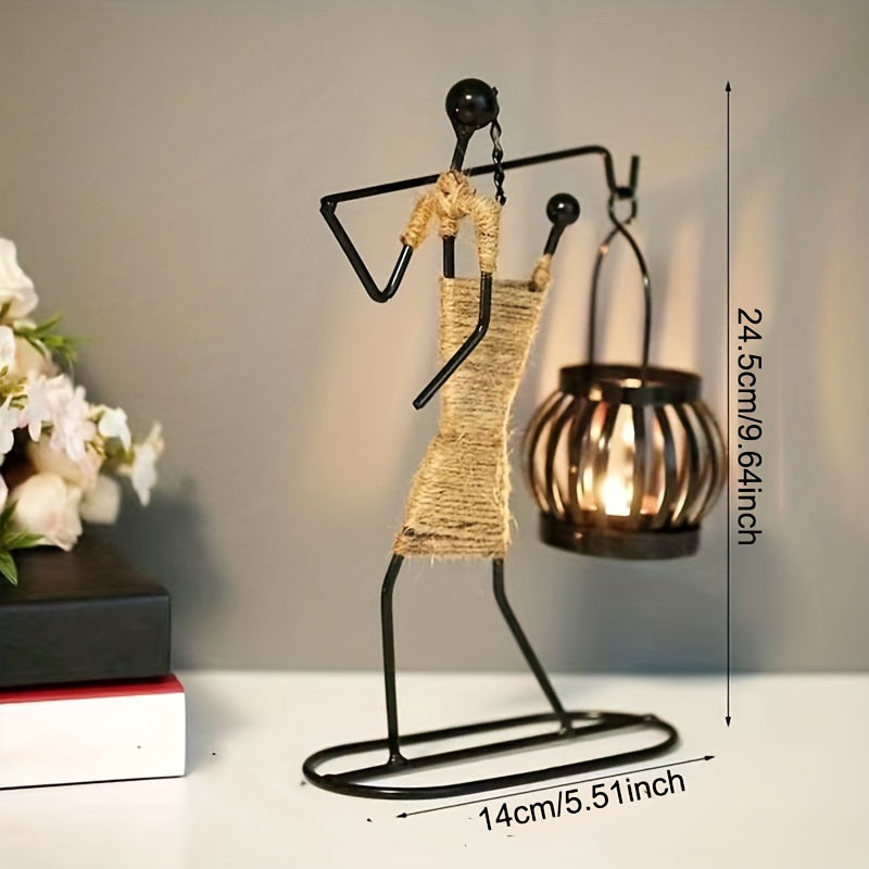 1pc Metal Shaped Candle Holder With A Lady Character Design, Christmas Decoration