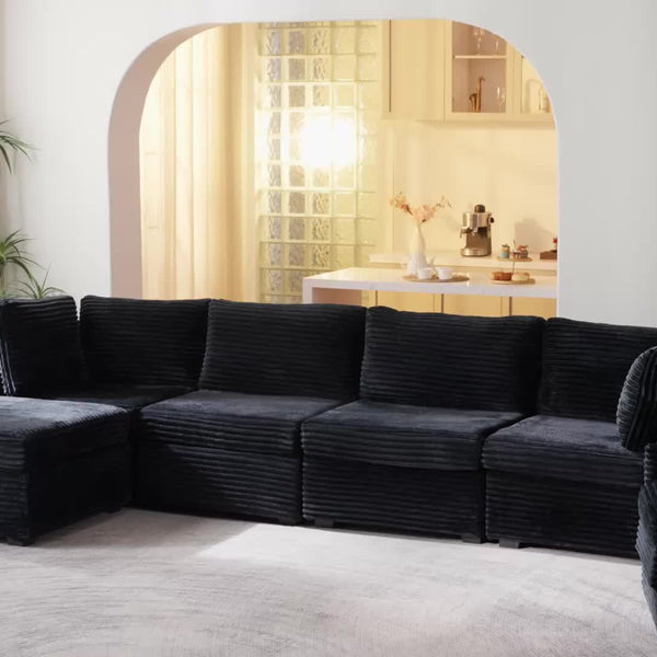 Living Room Sectional Sofa for Large Space, Deep Seat Modular Couch with A Single Rocking Sofa Chair