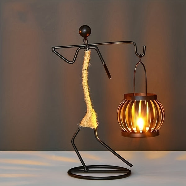 1pc Metal Shaped Candle Holder With A Lady Character Design, Christmas Decoration