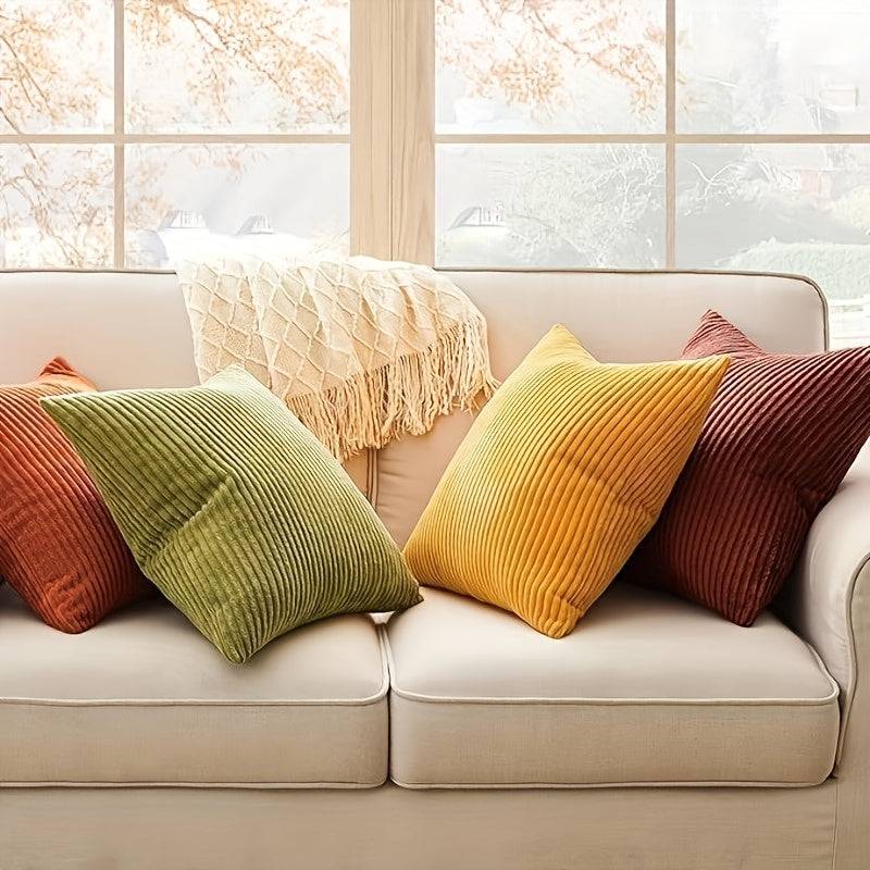 3pcs Bocwre Soft Velvet Bohemian Striped Pillow Covers - Double-Sided Reversible Decorative Cushion Covers with Zipper Closure