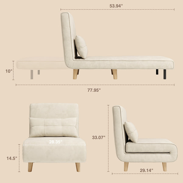 Convertible Sofa Bed Sleeper 3-in-1 Convertible Sofa Bed Sleeper Chair | 6-Level Adjustable Backrest