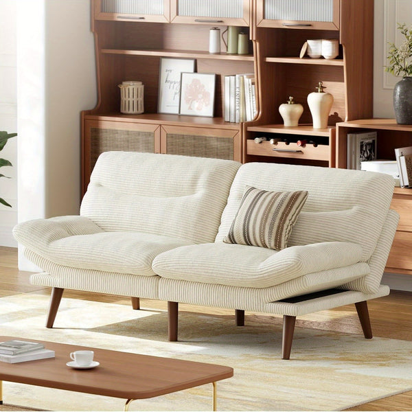 66-75Inch Futon Sofa Bed with Adjustable Backrest Armrests, Convertible Futon Sofa Couch for Small Spaces