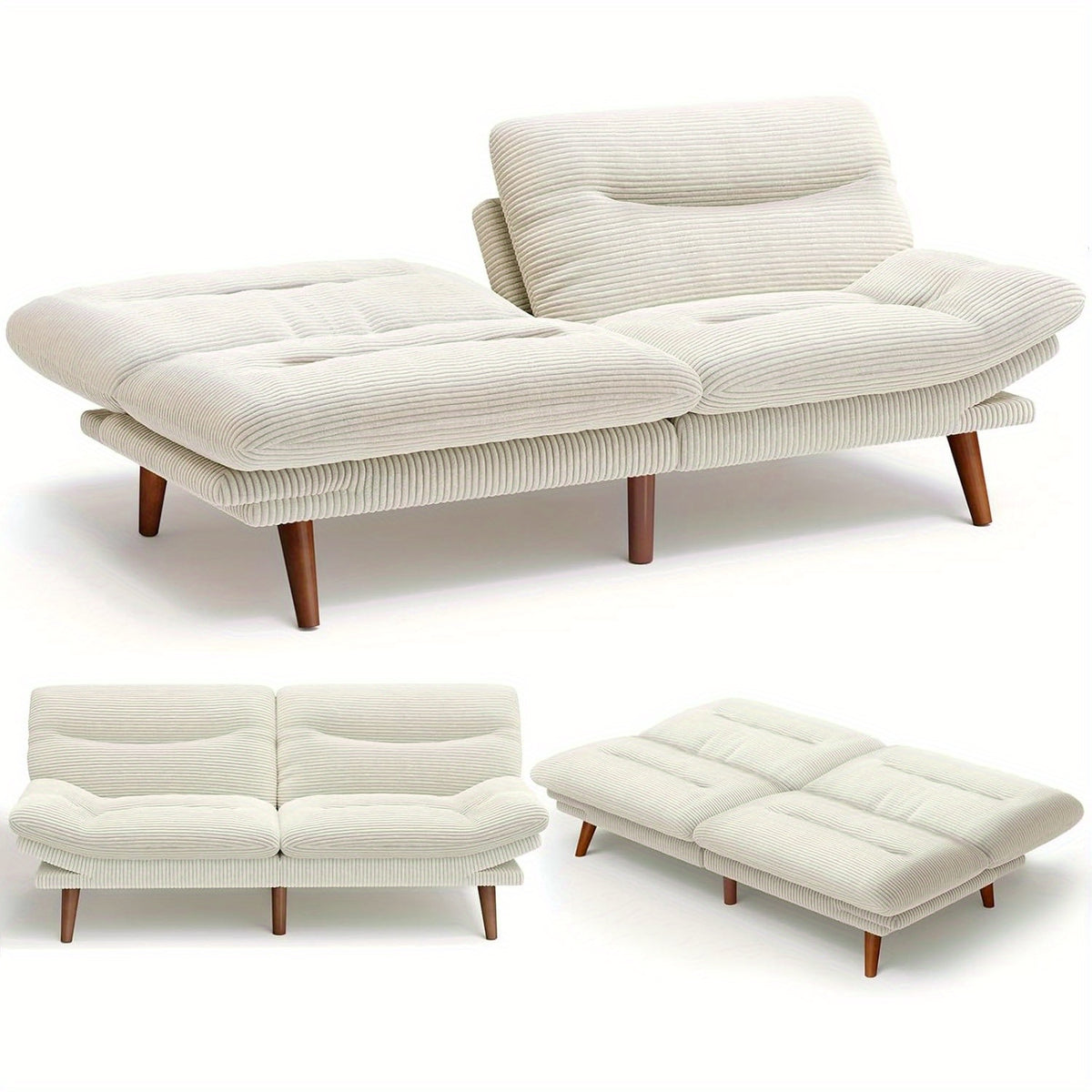 66-75Inch Futon Sofa Bed with Adjustable Backrest Armrests, Convertible Futon Sofa Couch for Small Spaces