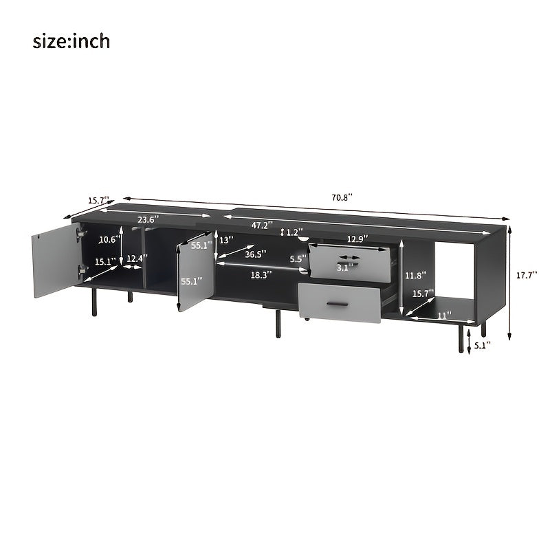 Modern TV Stand for 80-Inch TVs - Heavy-Duty Entertainment Center with Large Storage Cabinets
