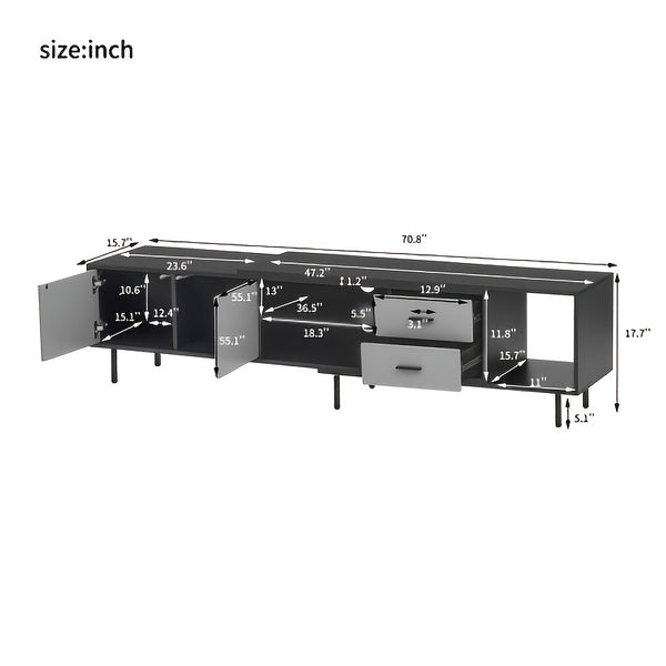 Modern TV Stand for 80-Inch TVs - Heavy-Duty Entertainment Center with Large Storage Cabinets