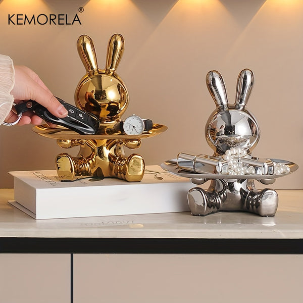 KEMORELA Rabbit Key Storage Ornament, Ceramic Material, Figurine Ornament