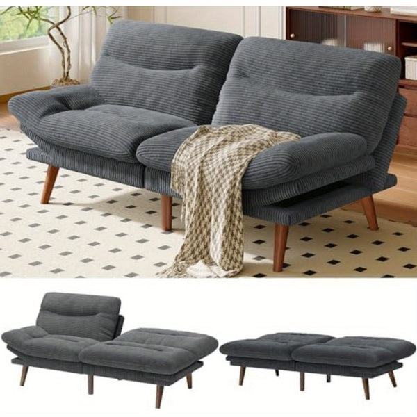 66-75Inch Futon Sofa Bed with Adjustable Backrest Armrests, Convertible Futon Sofa Couch for Small Spaces