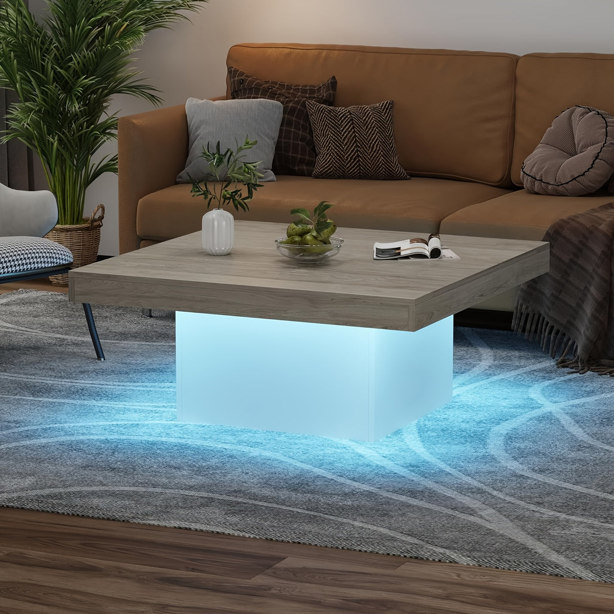Square Coffee Table, 35 Inch Living Room Tables, Modern Coffee Tables, Cocktail Table for Home Office