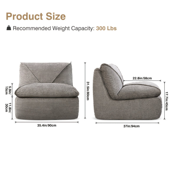 KERDOM 35.4'' Wide Armless Leisure Sofa, Breathable -linen Fabric
