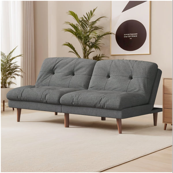 Modern Convertible Futon Sofa Bed - Space-Saving Sleeper Couch with Hardwood-like HDF Frame