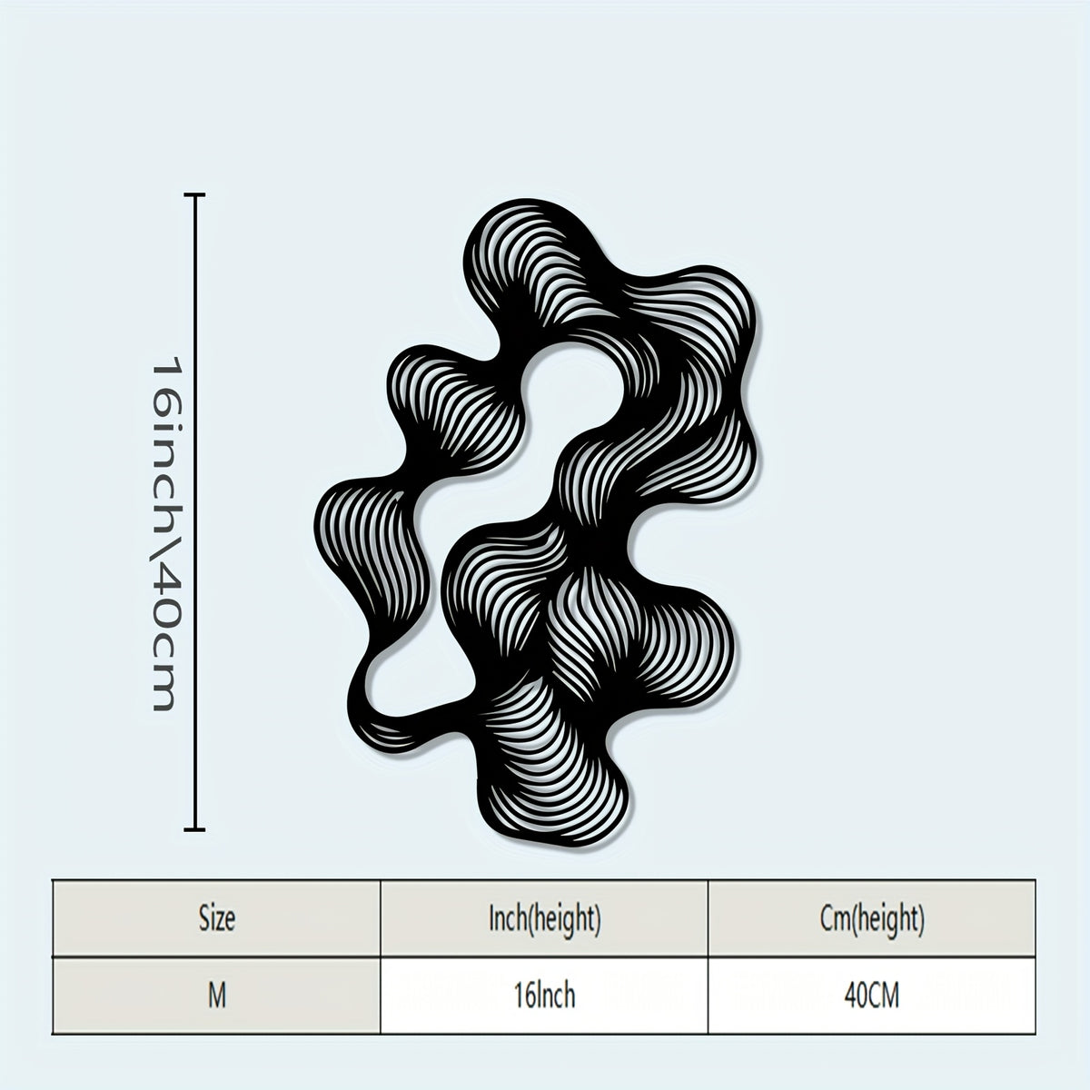 1pc Retro-Modern Abstract Flow Line Metal Wall Art - Black Iron Wire Mural with Dynamic Curves