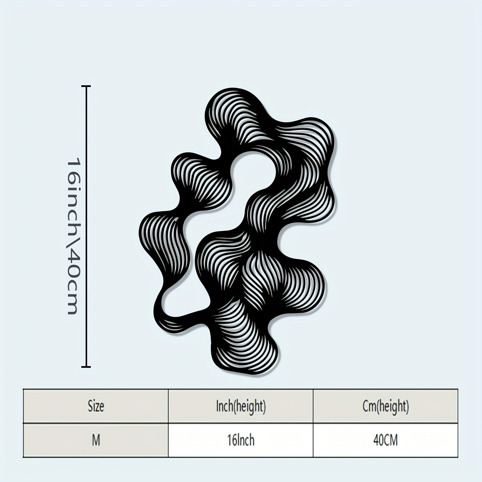 1pc Retro-Modern Abstract Flow Line Metal Wall Art - Black Iron Wire Mural with Dynamic Curves
