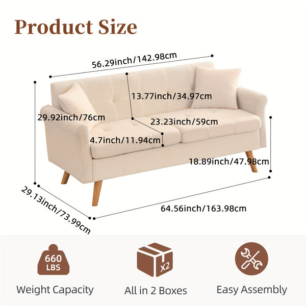 Loveseat Sofa, Boucle Small Sofa For Living Room, Bedroom, Office