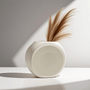 2pcs Wabi Sabi Bohemian Vase Set - Shatterproof Lightweight Tall & Short Round Vases with Matte Cream White Glossy-like Finish