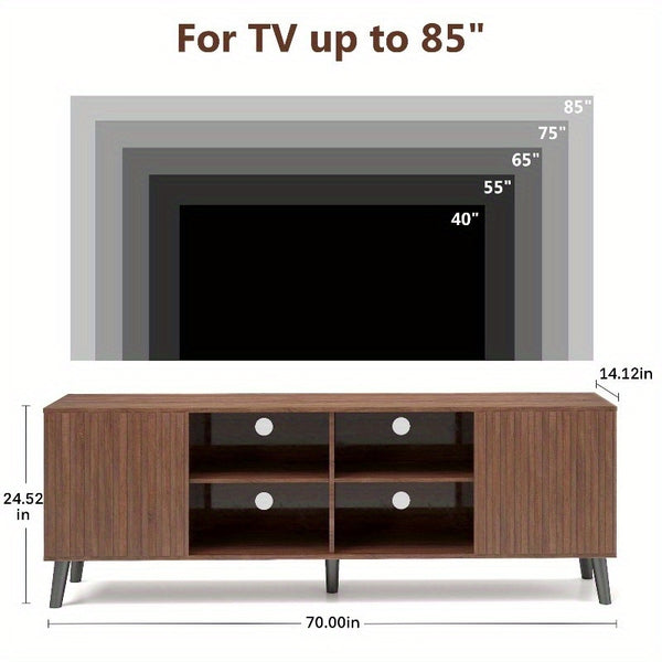 Mid-Century Modern TV Stand for up to 85-Inch TVs - Heavy-Duty Media Entertainment Center with 8-Shelf Storage