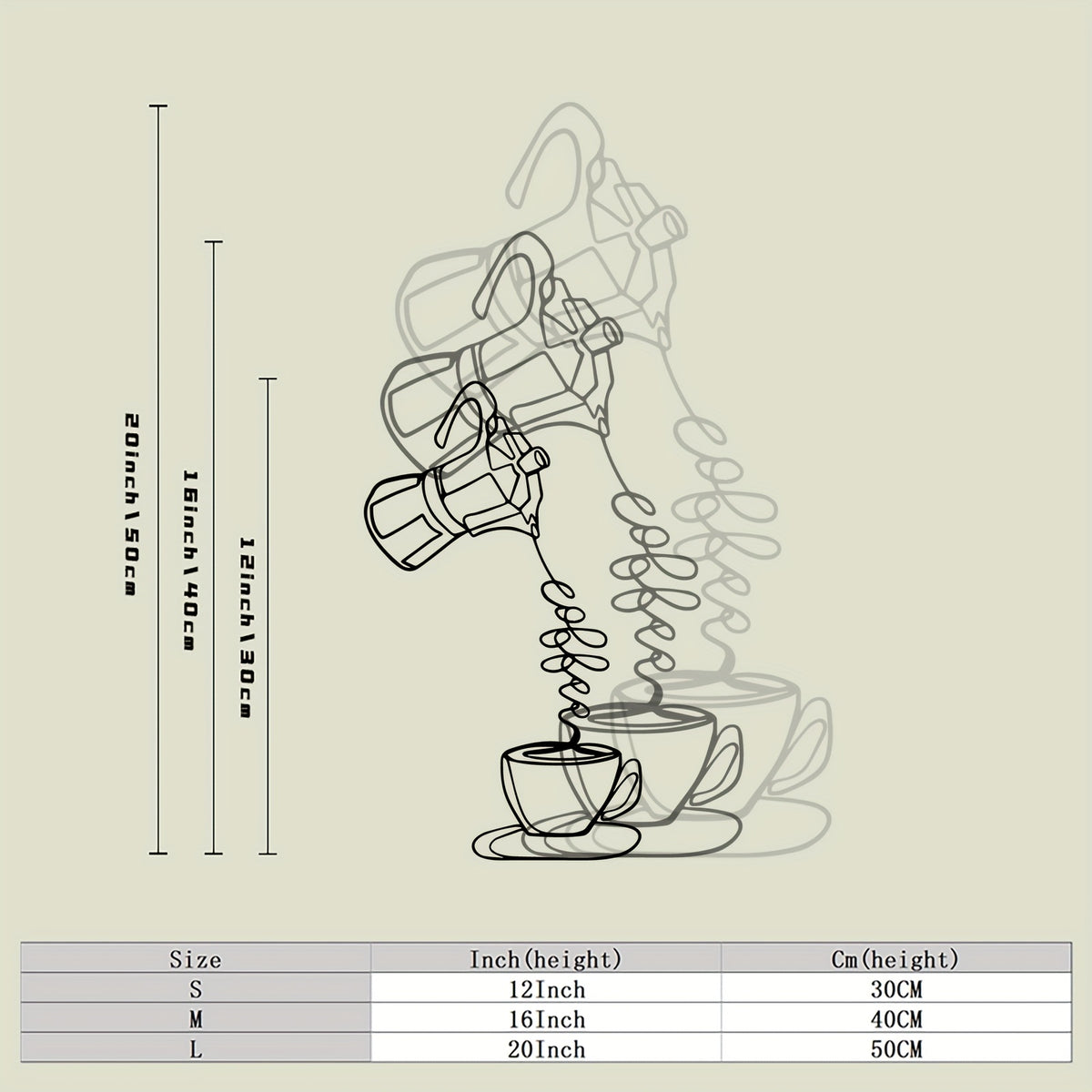 1pc Modern Metal Coffee Wall Art, Modern Metal Coffee Abstract Statue Mural, Perfect for Home & Kitchen