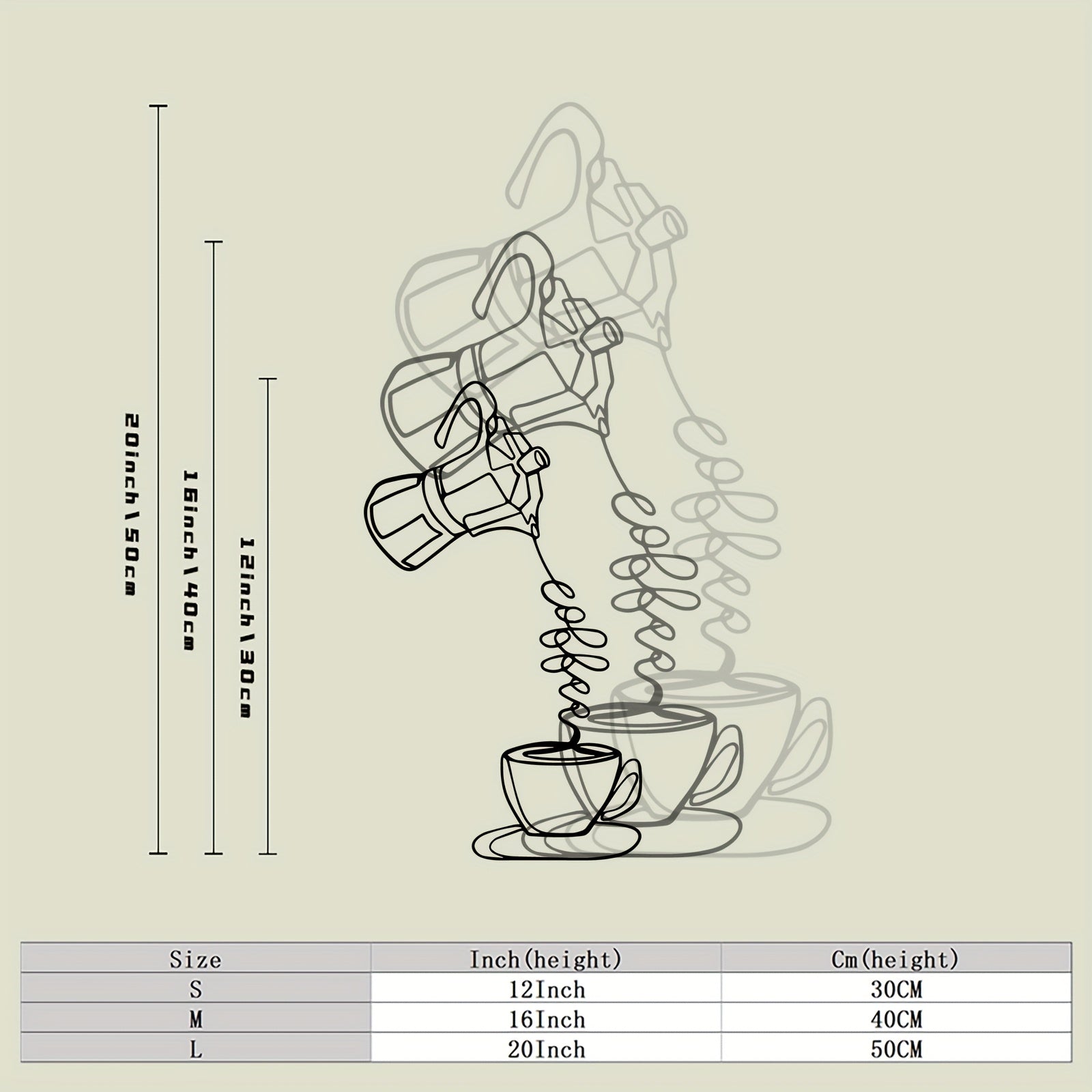 1pc Modern Metal Coffee Wall Art, Modern Metal Coffee Abstract Statue Mural, Perfect for Home & Kitchen