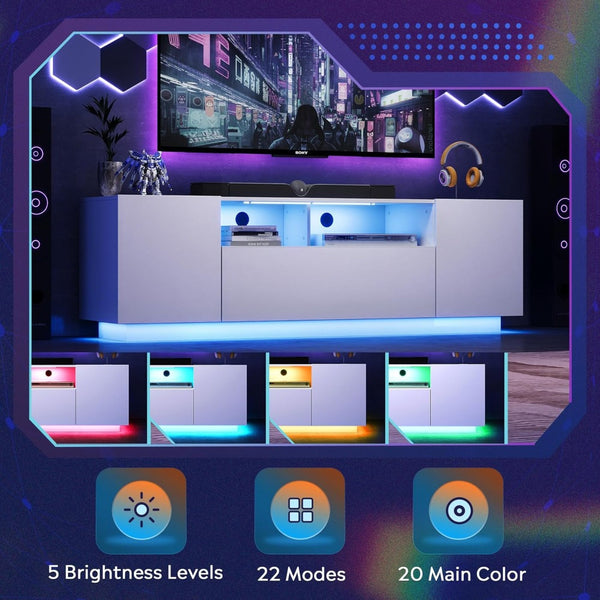 TV Stand For 65 Inch TV, Modern Entertainment Center With LED Light, 58\