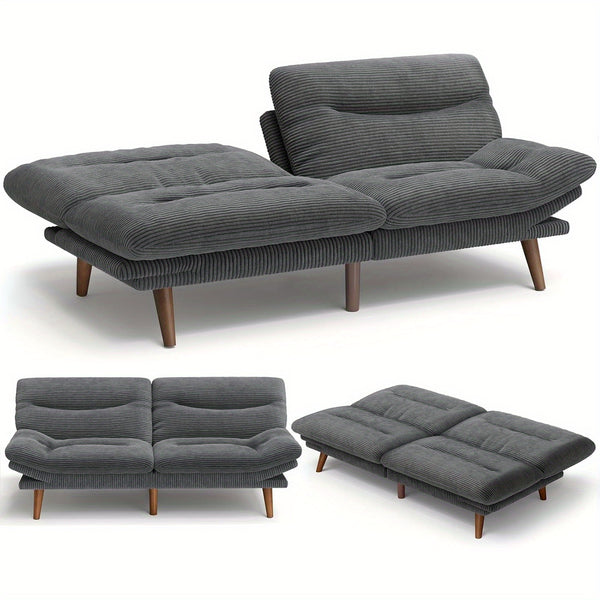 66-75Inch Futon Sofa Bed with Adjustable Backrest Armrests, Convertible Futon Sofa Couch for Small Spaces