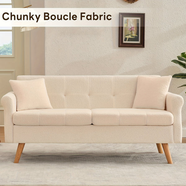 Loveseat Sofa, Boucle Small Sofa For Living Room, Bedroom, Office