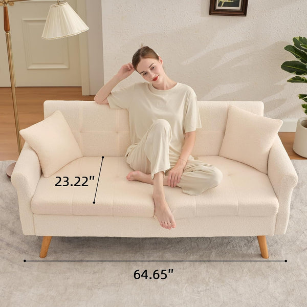 Loveseat Sofa, Boucle Small Sofa For Living Room, Bedroom, Office
