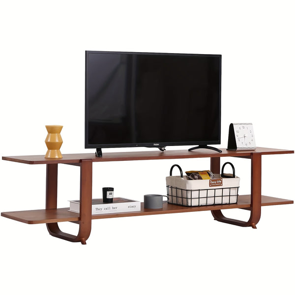 Welnow Bamboo TV Stand Welnow Mid Century Modern Bamboo TV Stand For Up To 65''