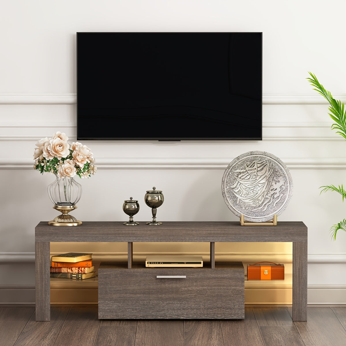 Farmhouse LED TV Stand for 50\u002F55\u002F65\u002F70\u002F75\