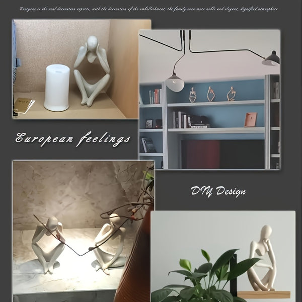 3pcs Abstract Thinker Resin Sculpture Set - Contemporary Art Figurines