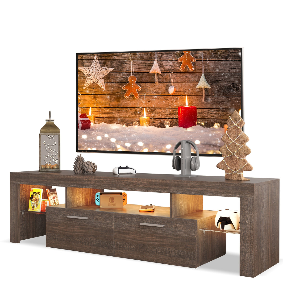 Farmhouse LED TV Stand for 50\u002F55\u002F65\u002F70\u002F75\