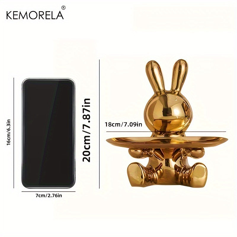 KEMORELA Rabbit Key Storage Ornament, Ceramic Material, Figurine Ornament