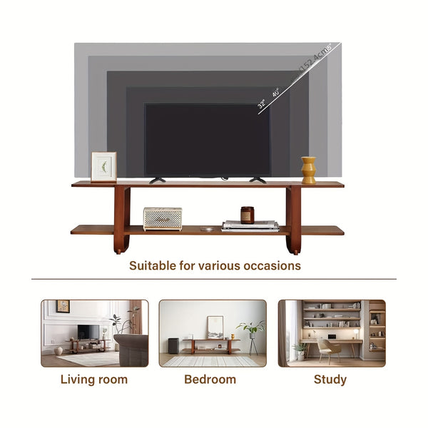 Welnow Bamboo TV Stand Welnow Mid Century Modern Bamboo TV Stand For Up To 65''