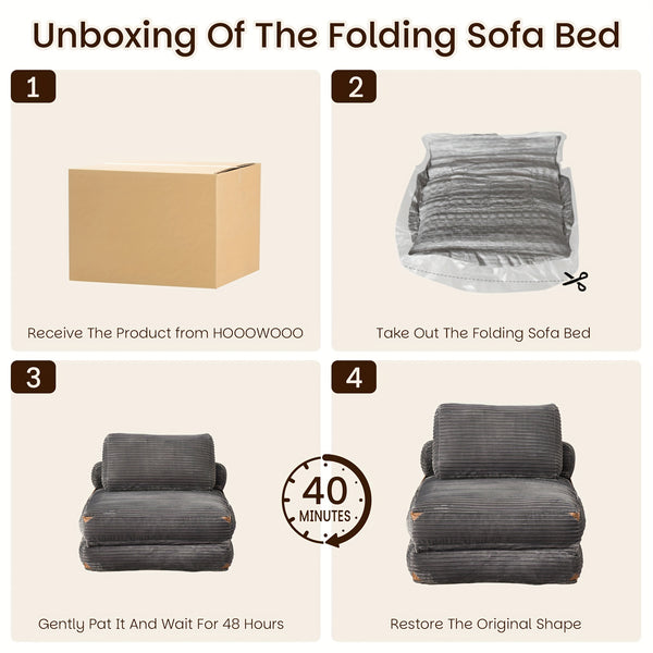 Single Folding Sofa Bed, Modern Convertible Sleeper Chair Sofa Bed for Adults