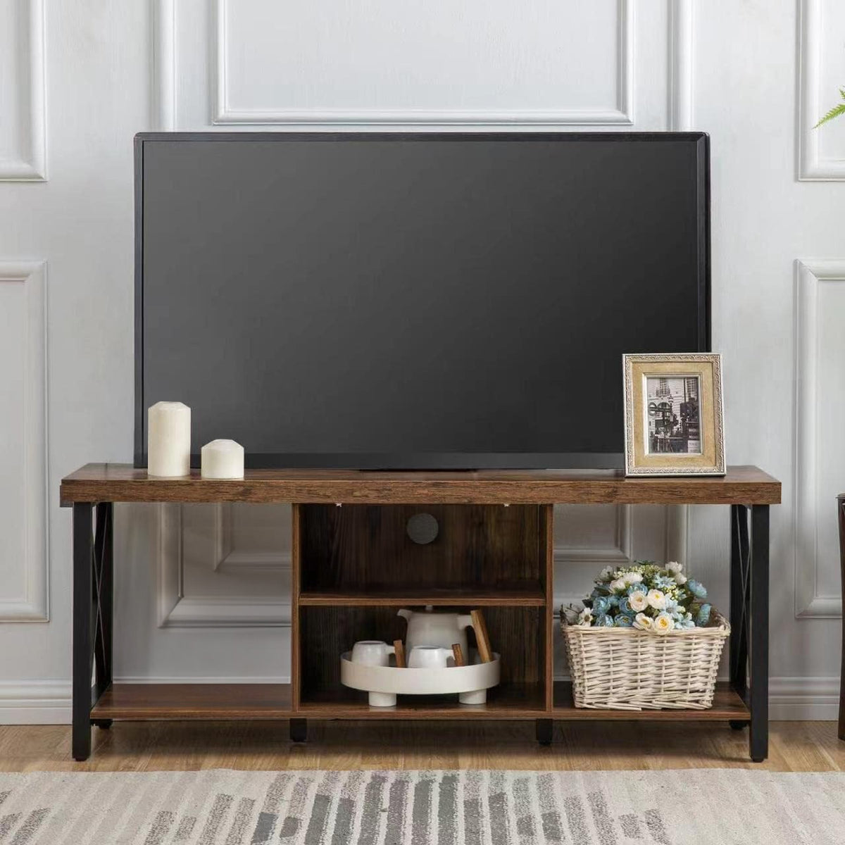 TV Stand For TV Up To 55 Inches, TV Cabinet With Open Storage